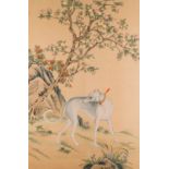 Follower of Lang Shining ___ (1688-1766): 'A Chinese greyhound', ink and colour on silk, 20th C.