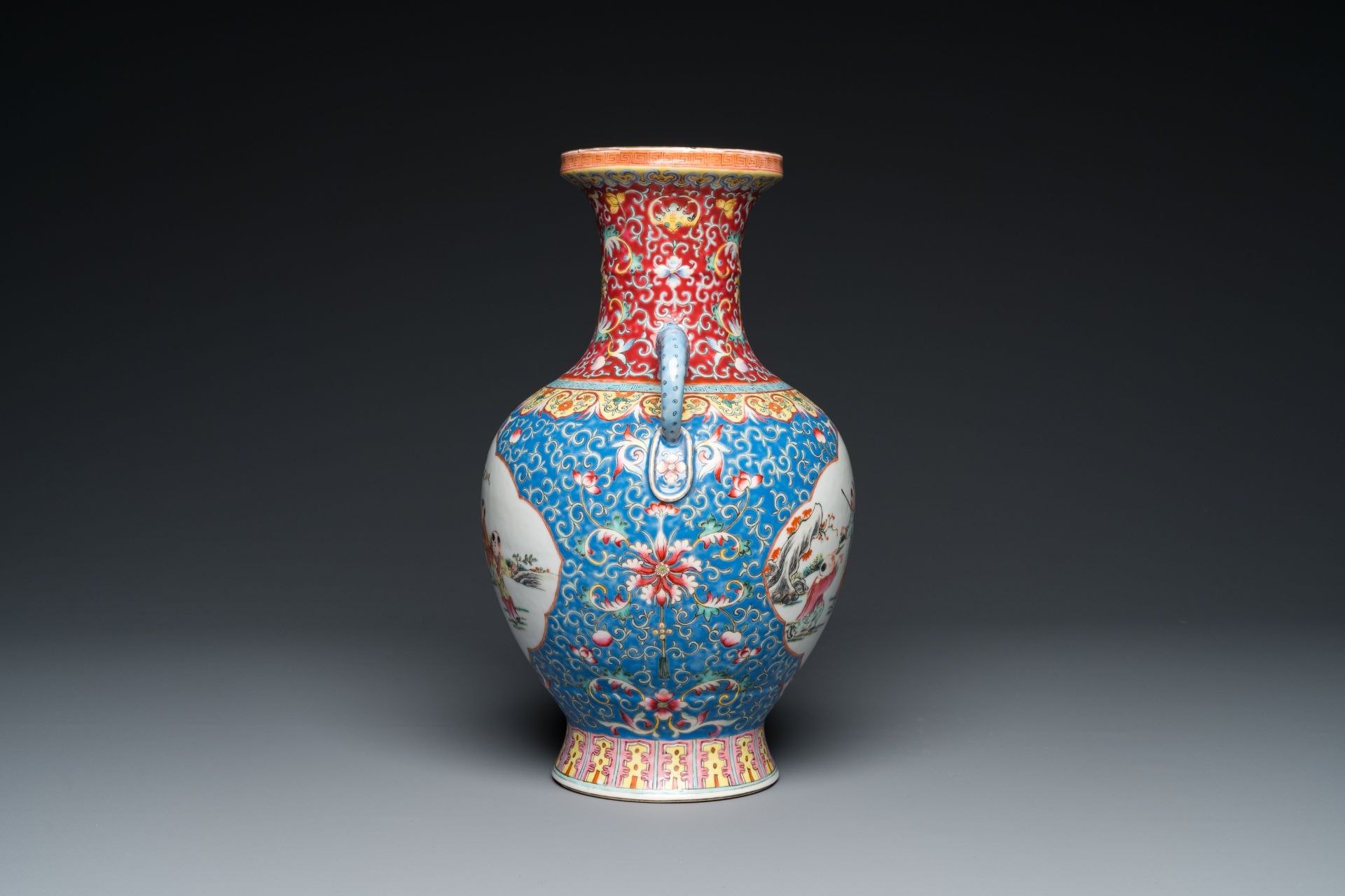 A Chinese famille rose 'playing boys' vase, Qianlong mark, Republic - Image 2 of 20