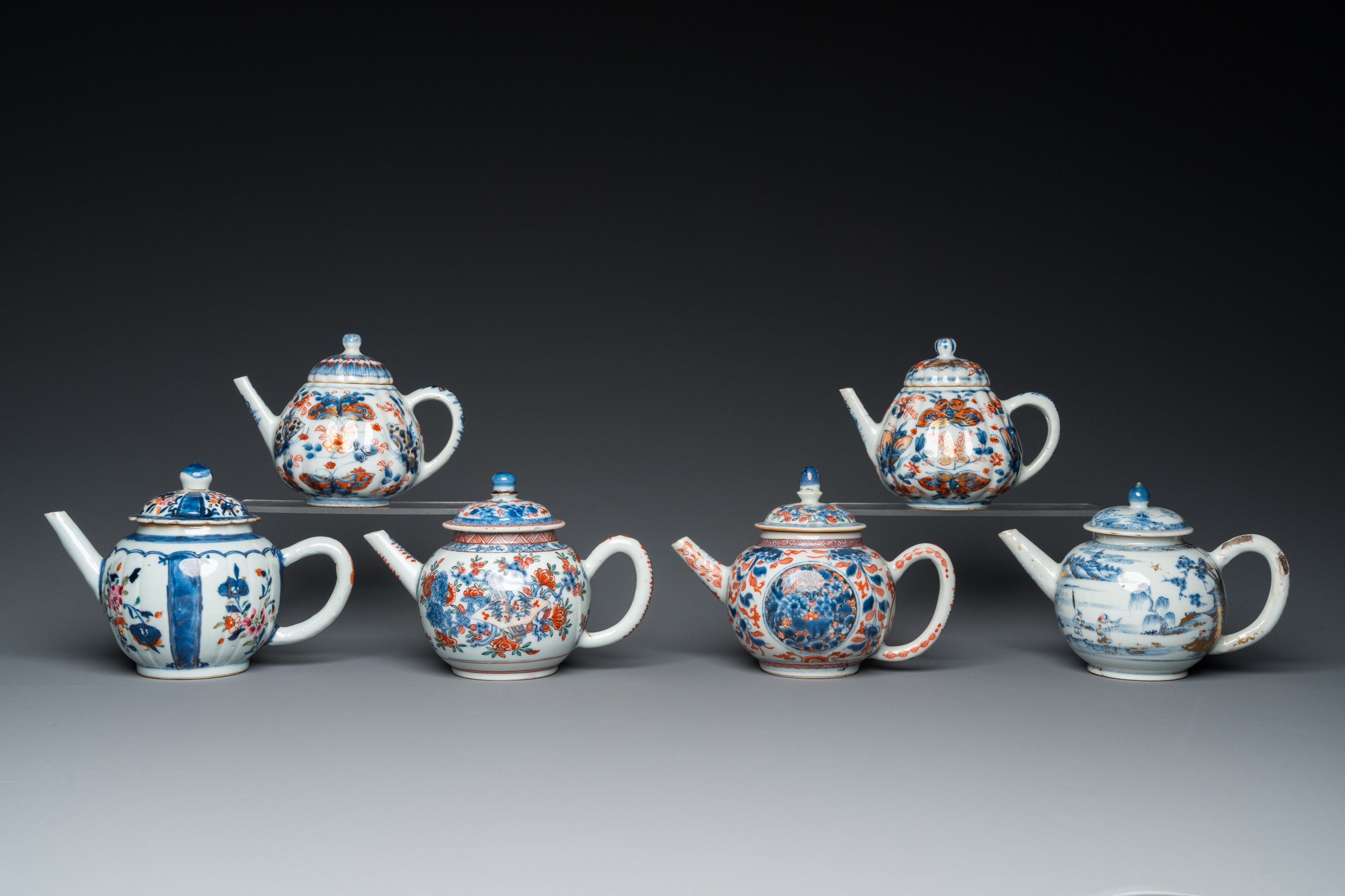 Six Chinese blue and white, famille verte and Imari-style teapots, Kangxi/Yongzheng - Image 2 of 9