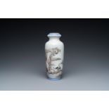 A Chinese 'snowy winter landscape' vase, signed and sealed He Xuren ___, dated 1934