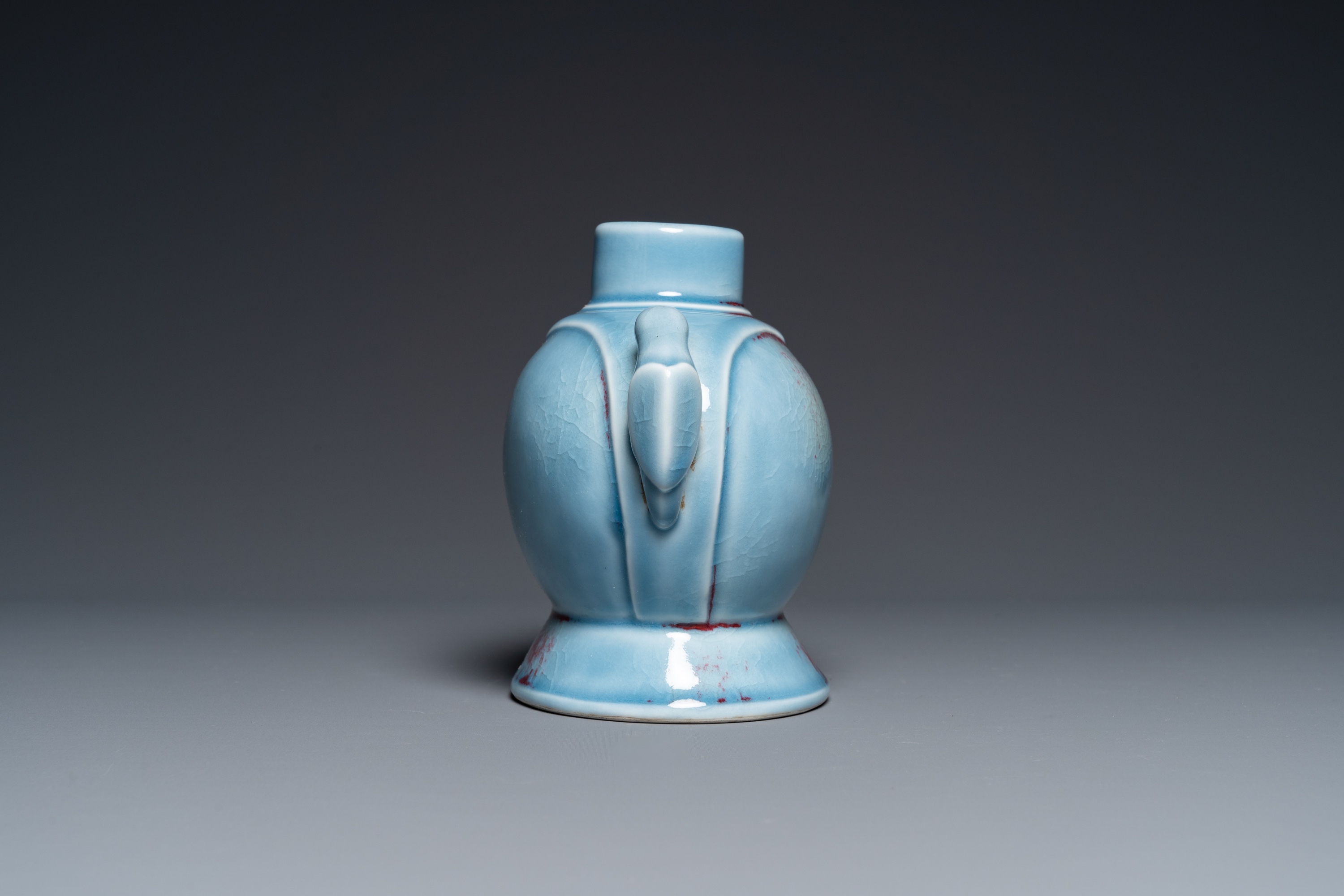 A Chinese copper-red-splashed lavender blue-glazed 'parrot' vase, Yongzheng mark but probably later - Image 4 of 16