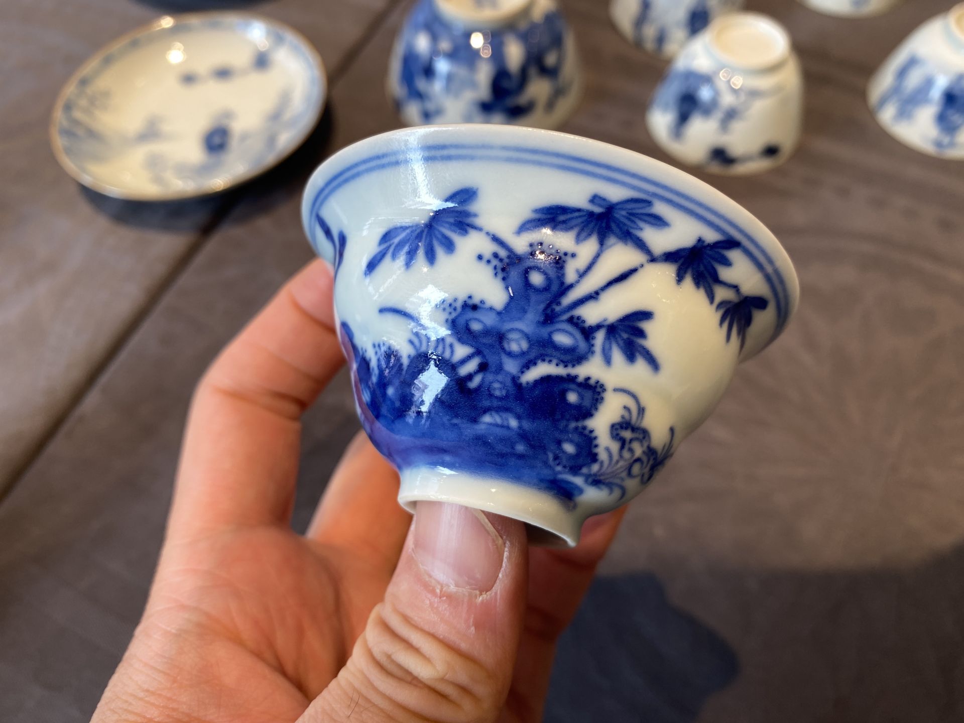14 Chinese blue and white tea wares, Kangxi and later - Image 29 of 62