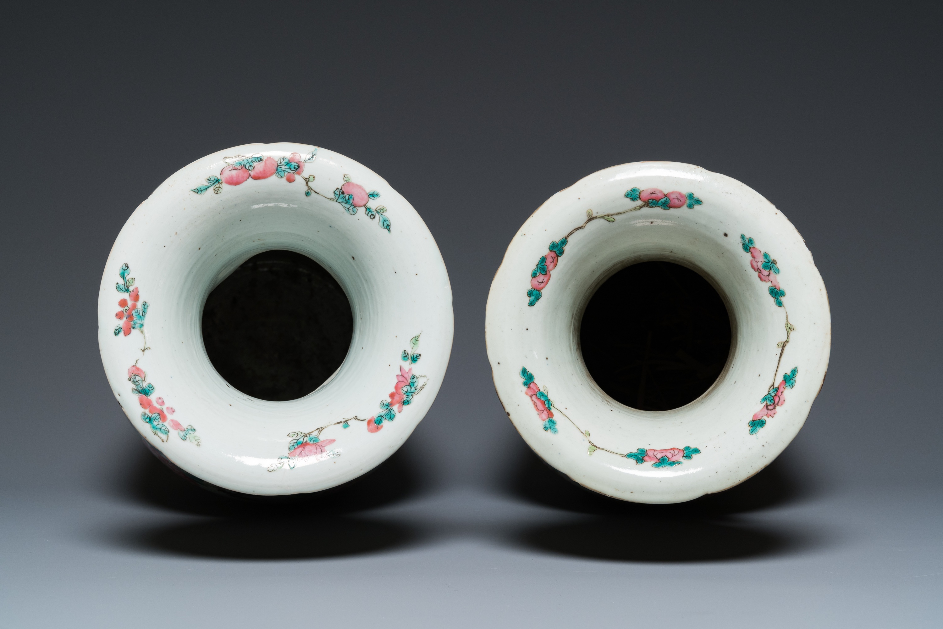 Two Chinese famille rose vases with birds among blossoming branches, 19th C. - Image 5 of 6