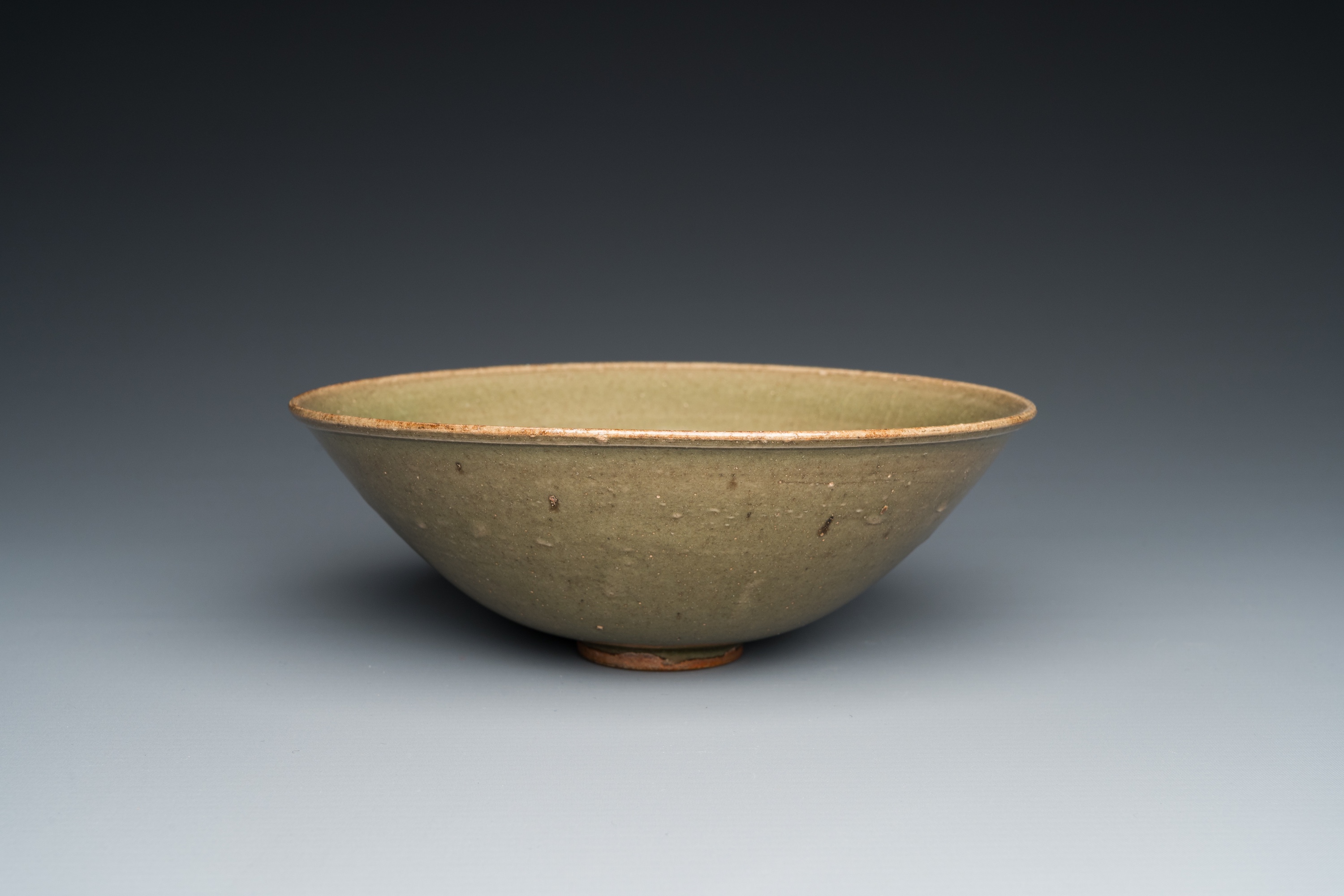 A Chinese Yaozhou celadon bowl with underglaze floral design, probably Ming - Image 2 of 7