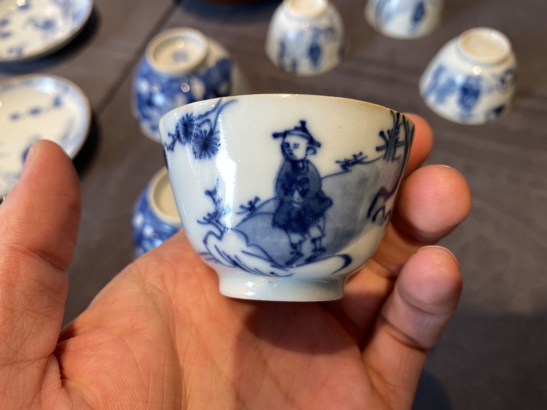 14 Chinese blue and white tea wares, Kangxi and later - Image 32 of 62