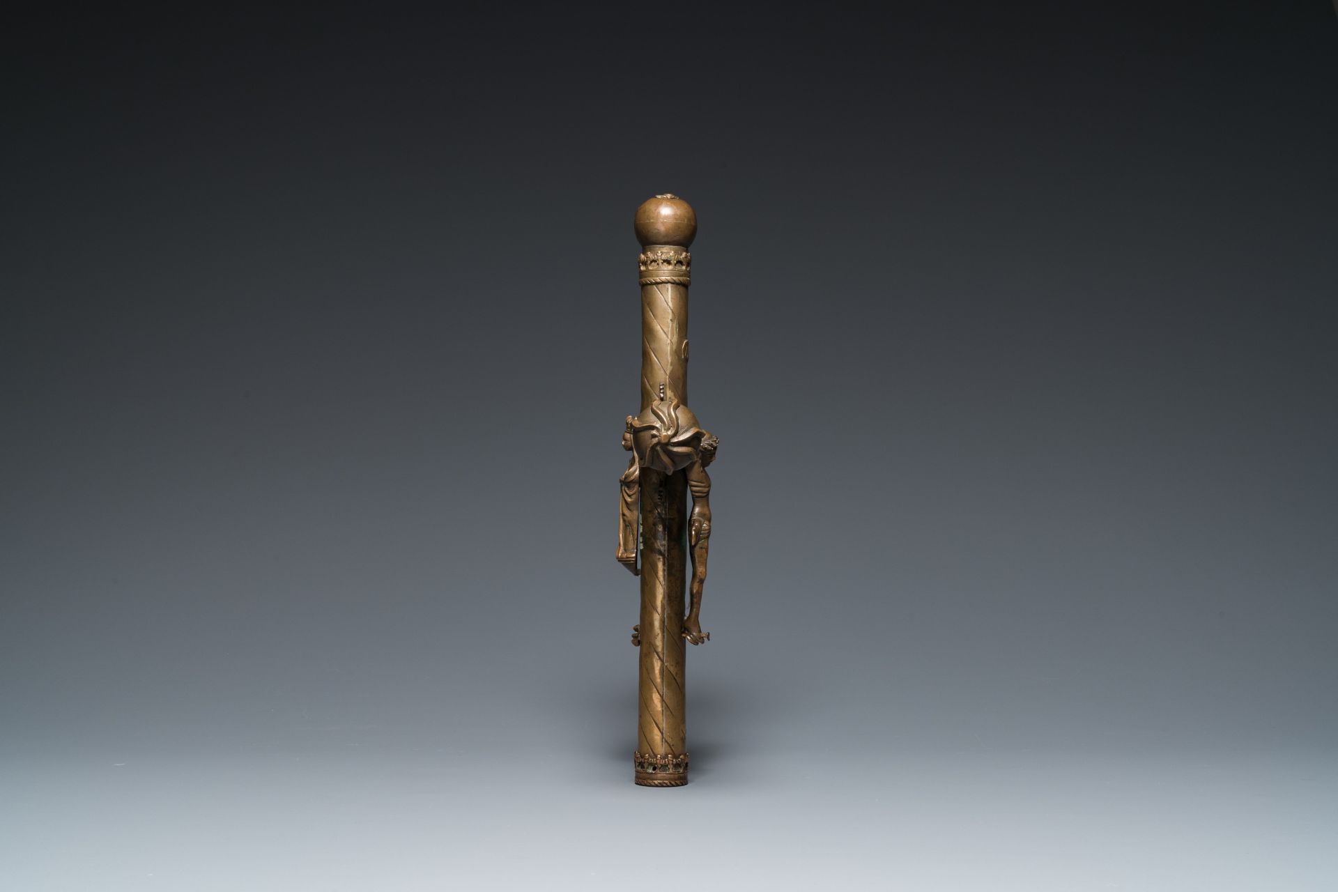 A brass processional cross with corpus, France, 15th C. - Image 2 of 6