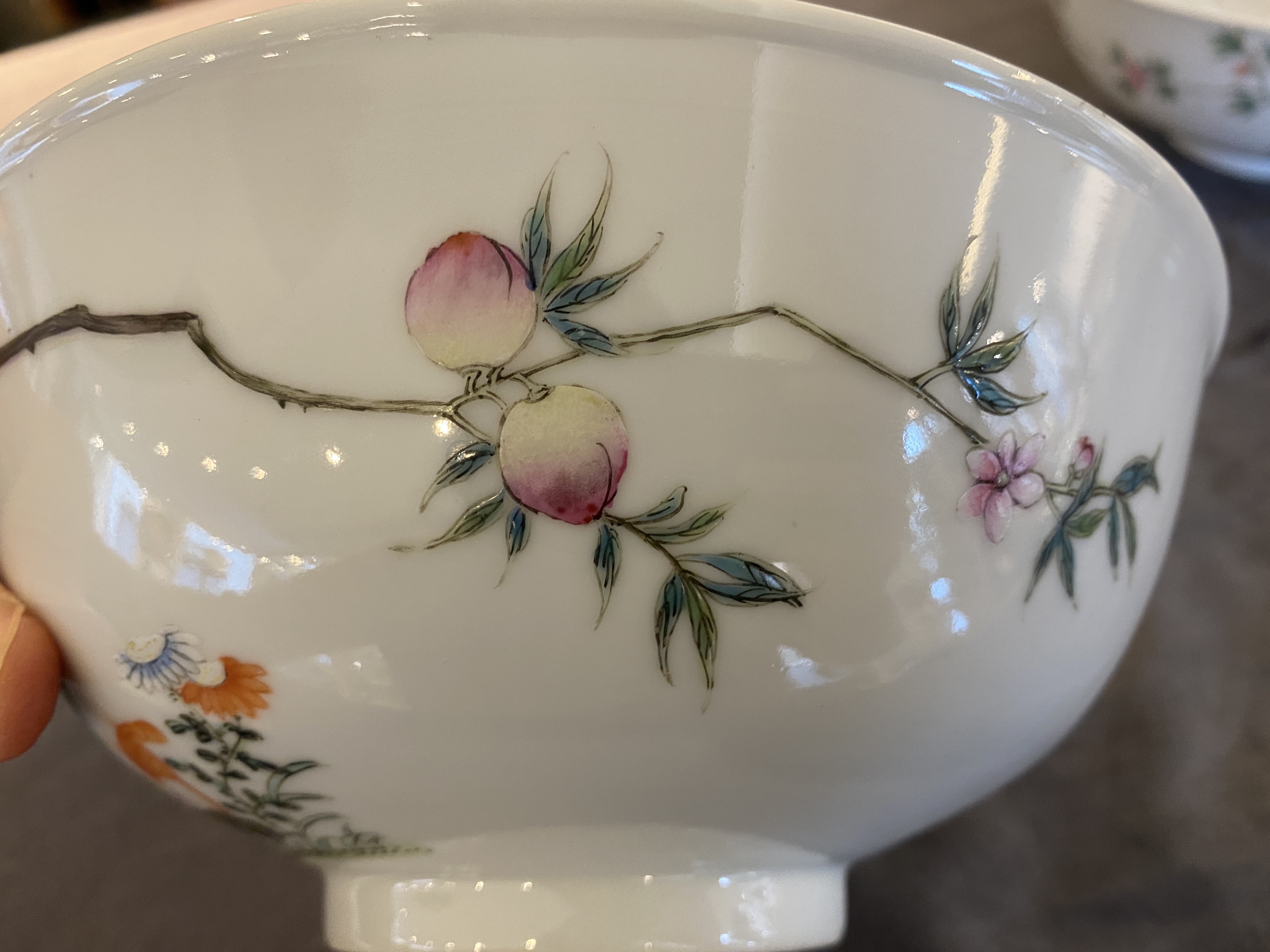 Two Chinese famille rose 'magpie and peaches' bowls, Xuantong marks but probably Republic - Image 16 of 18