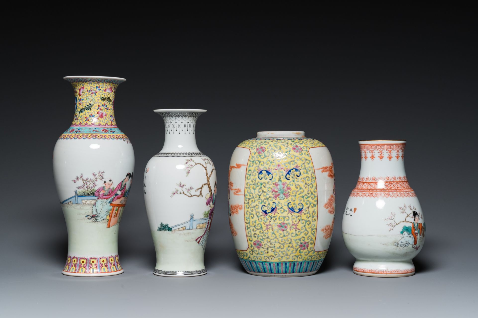 Four Chinese famille rose vases, 20th C. - Image 3 of 7