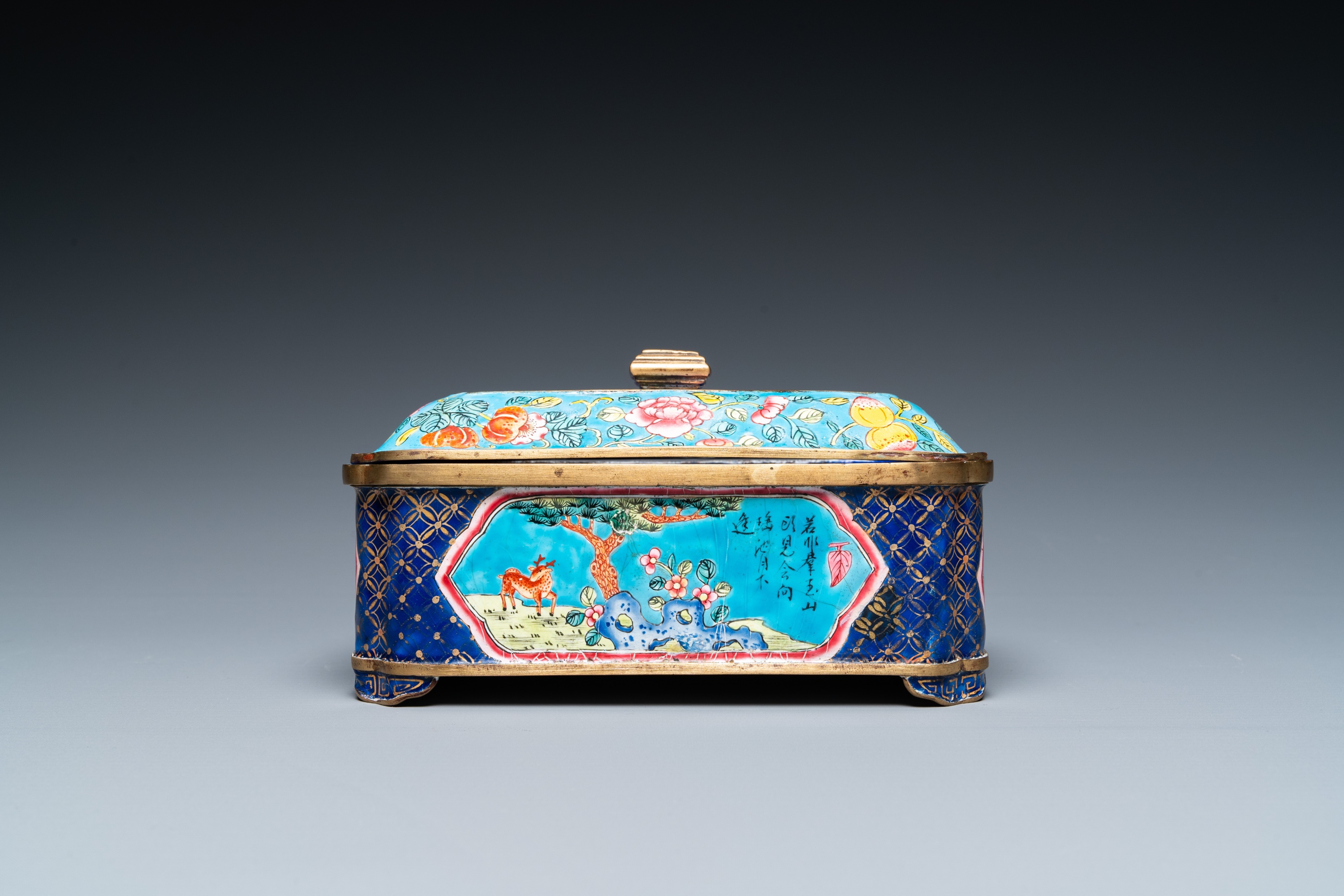 A Chinese Canton enamel covered box and interior tray for the Vietnamese market, 19th C. - Image 2 of 37