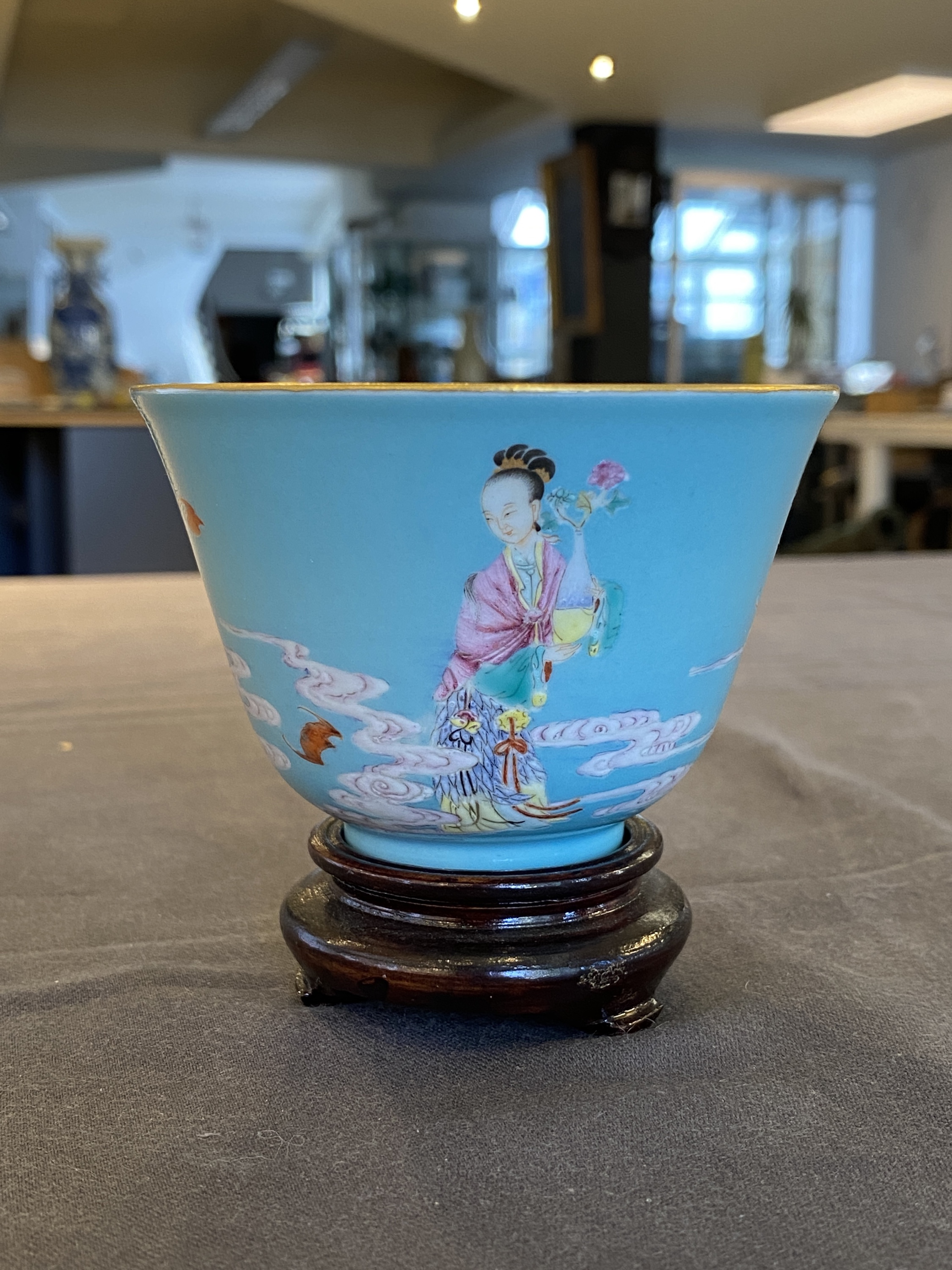 A fine Chinese turquoise-ground famille rose bowl, Yongzheng mark and possibly of the period - Image 9 of 23