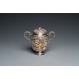 Hiratsuka Mohei (Japan, 1836-?, attr. to): An enamelled reticulated silver 'koro' censer, Meiji, 19t