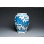 A Chinese blue and white 'qilin and phoenix' vase, Transitional period