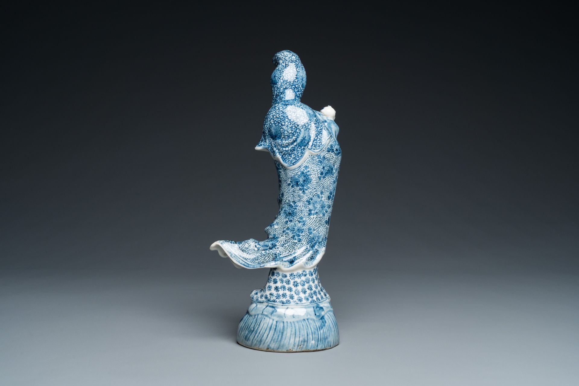 A Chinese blue and white Guanyin with child, Cai Fu Ji ___ mark, Republic - Image 5 of 25