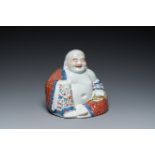A Chinese famille rose Buddha, seal mark, 19/20th C.