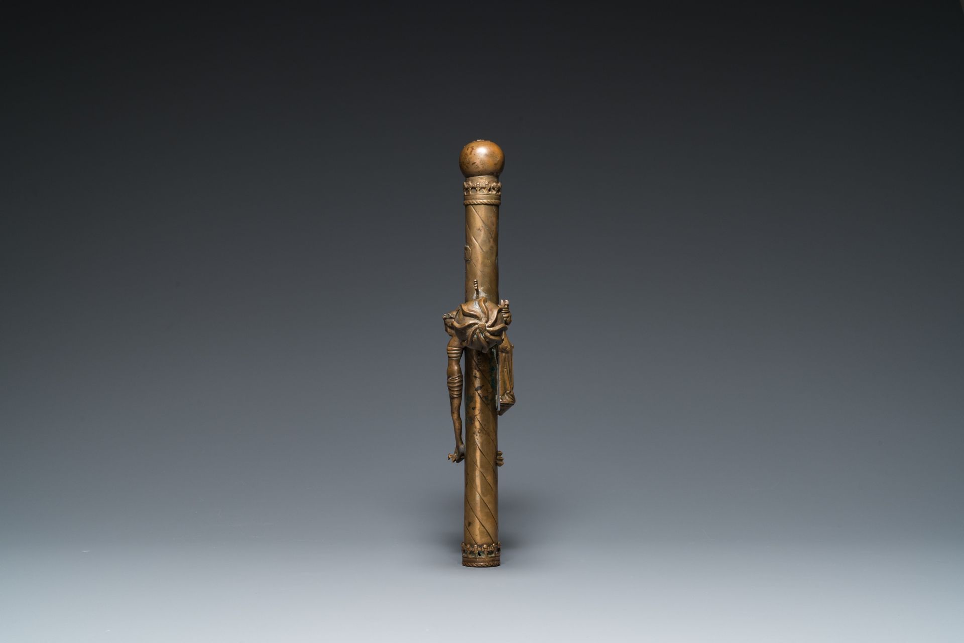 A brass processional cross with corpus, France, 15th C. - Image 4 of 6