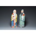 Two Chinese famille rose figures of star gods, Mao Ji Sheng Zao ____ mark, 19/20th C.