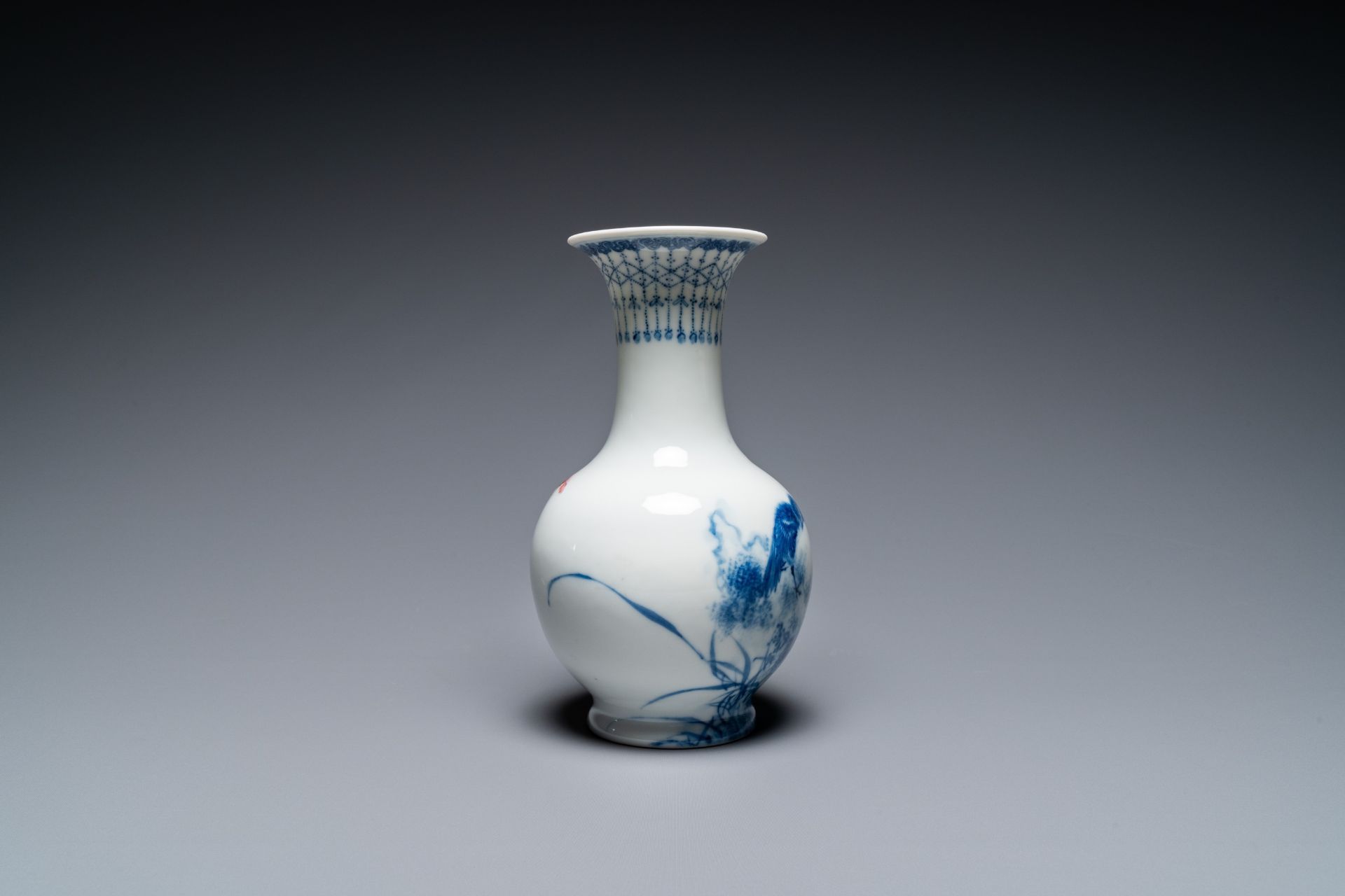 A Chinese blue and white 'Wang Bu' vase, Yongzheng mark, 20th C. - Image 2 of 22