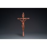 A naturalistically carved wooden crucifix with corpus, probably Germany, late 18th C.