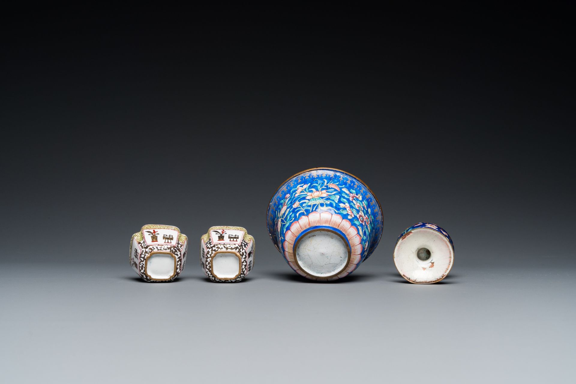 Seven Chinese Canton enamel wares, 18/19th C. - Image 9 of 9