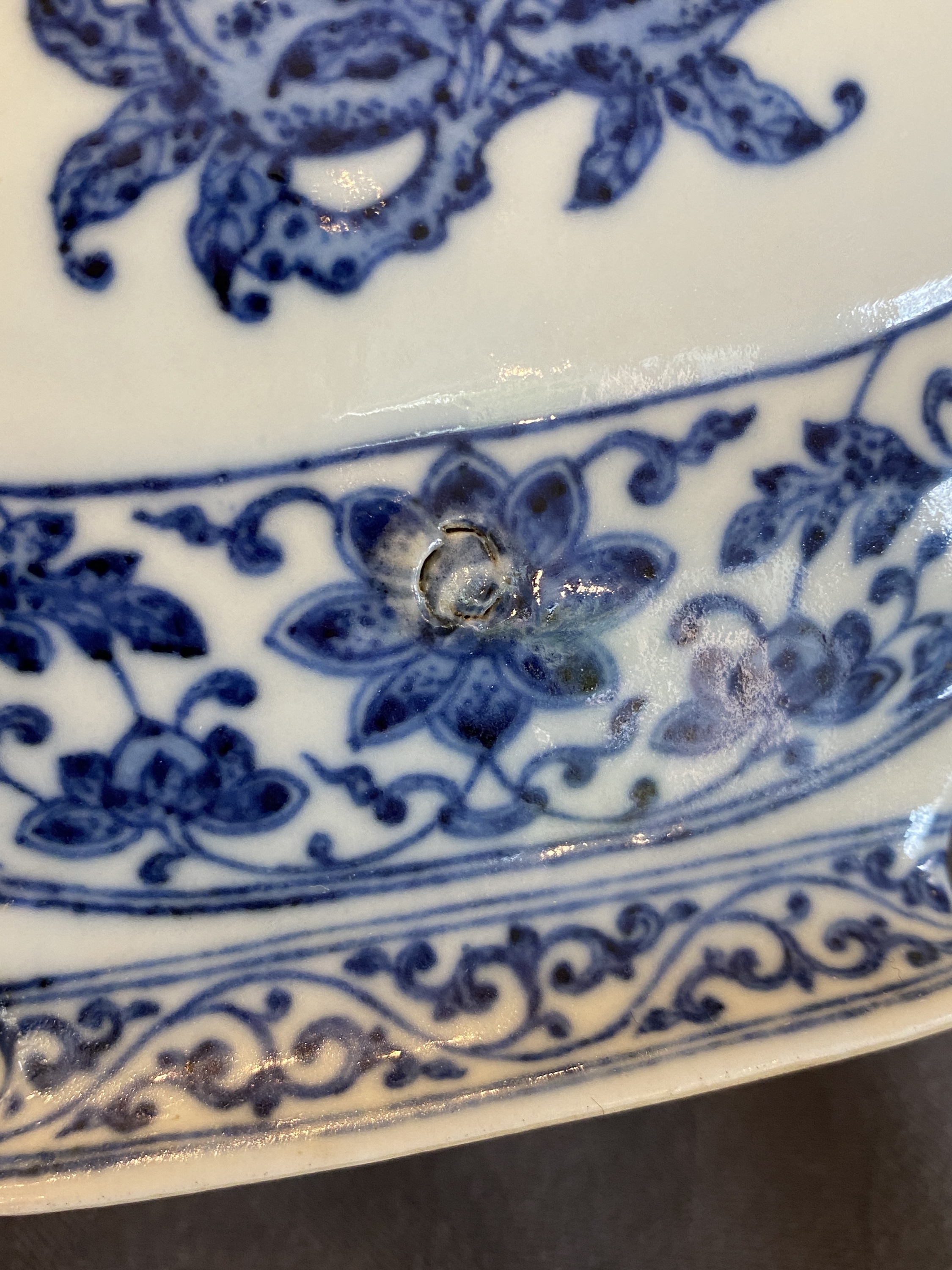 A Chinese blue and white Ming-style 'peaches' moonflask or 'bianhu', Jiaqing mark and of the period - Image 15 of 25