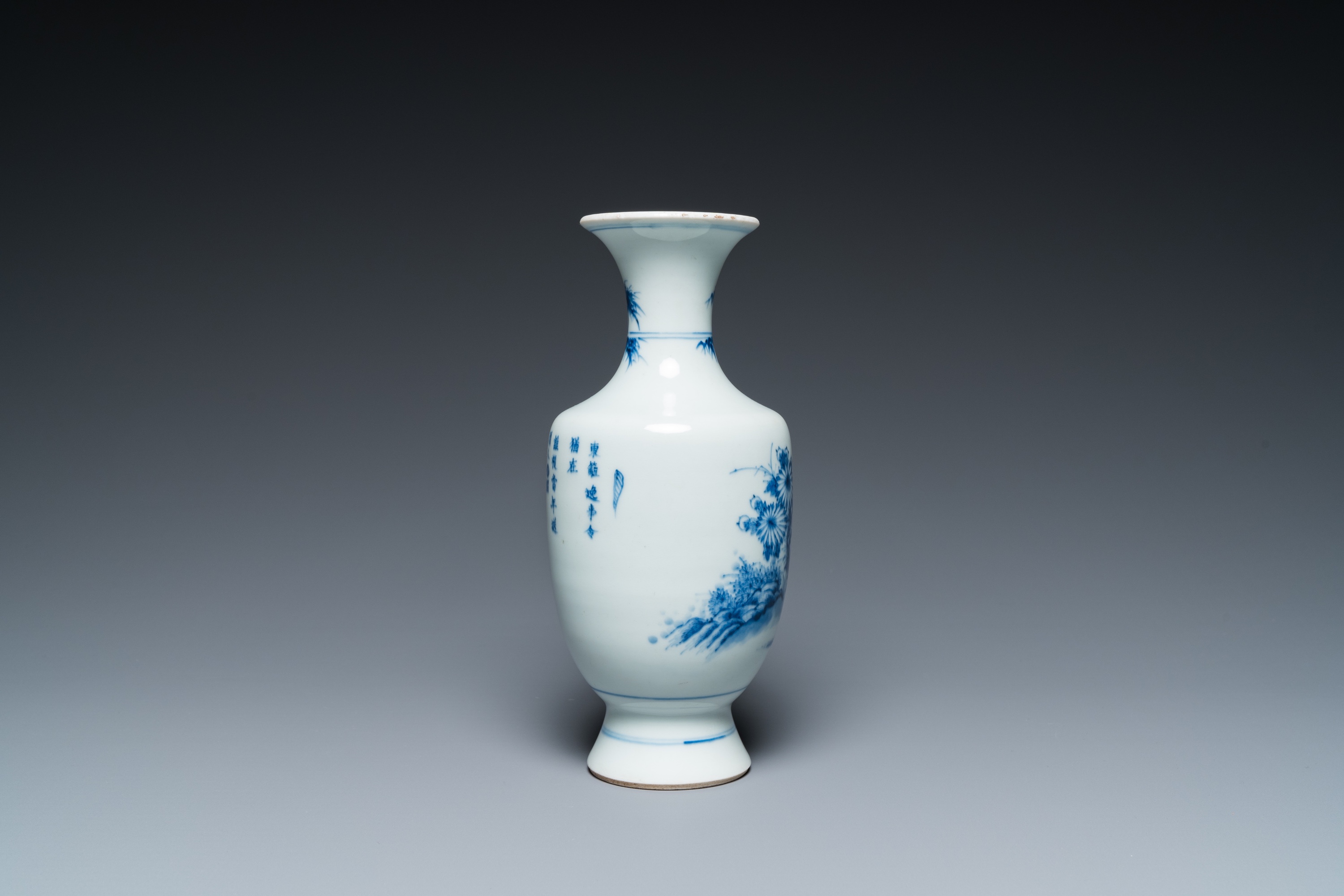 A Chinese blue and white 'monk and poem' vase, Kangxi - Image 3 of 19