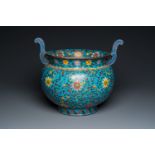 A large Chinese cloisonne jardiniere, Ming mark, 19th C.