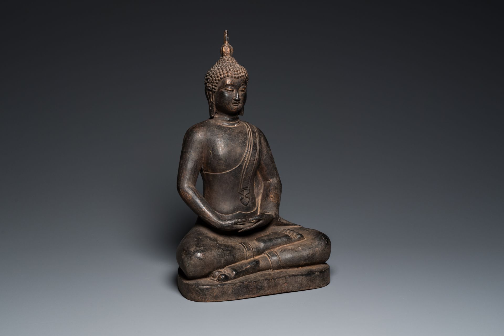 A large bronze Mandalay-style Buddha, probably Burma, 19th C.