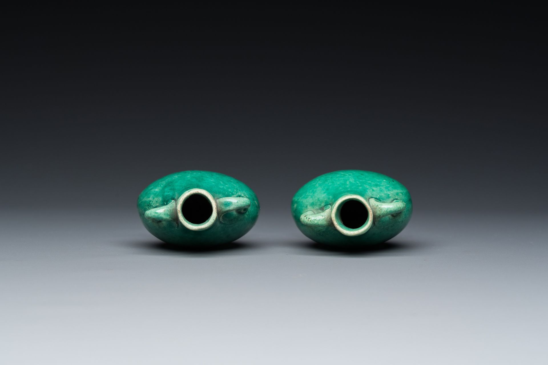 A pair of Chinese green-glazed miniature vases, Ming - Image 5 of 6