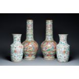 Two pairs of Chinese famille rose vases, 19th C.