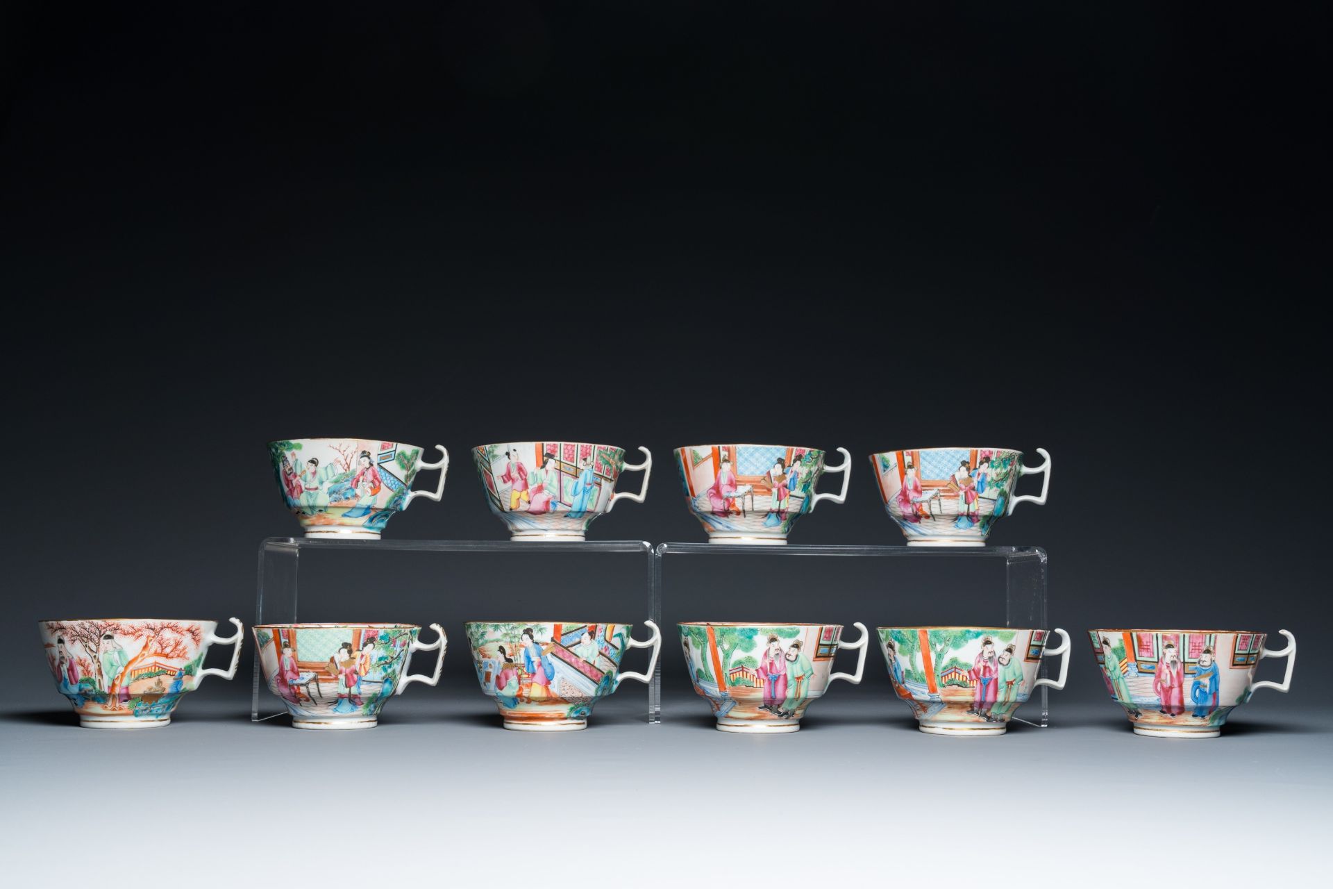 A Chinese Canton famille rose 24-piece tea service, 19th C. - Image 5 of 16