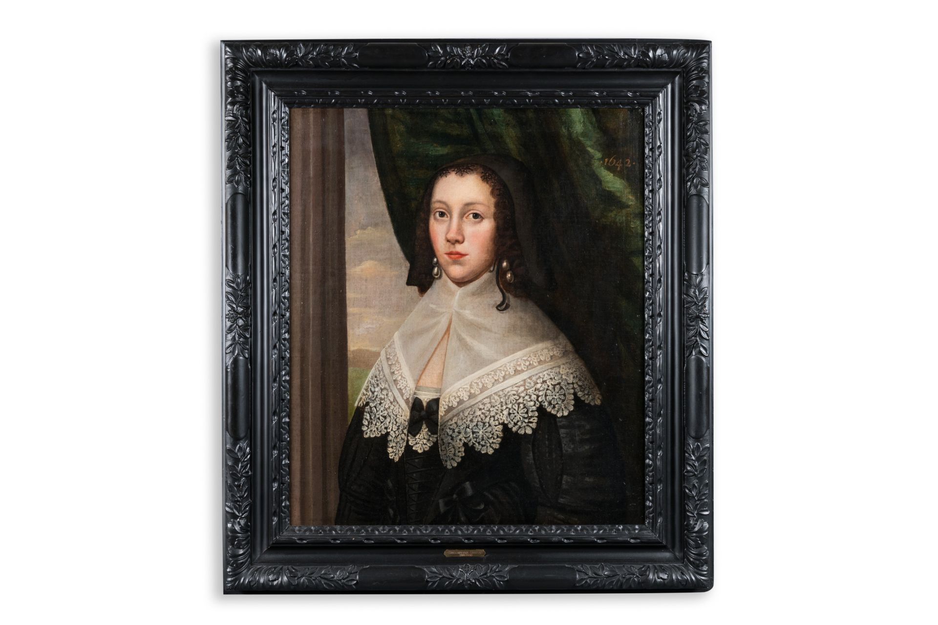 Dutch school: Portrait of a young woman with lace collar, oil on canvas, dated 1642 - Bild 2 aus 7