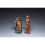 Two wood sculptures of Saint Cecilia and Mary Magdalene, Flanders and Germany, 16th C.