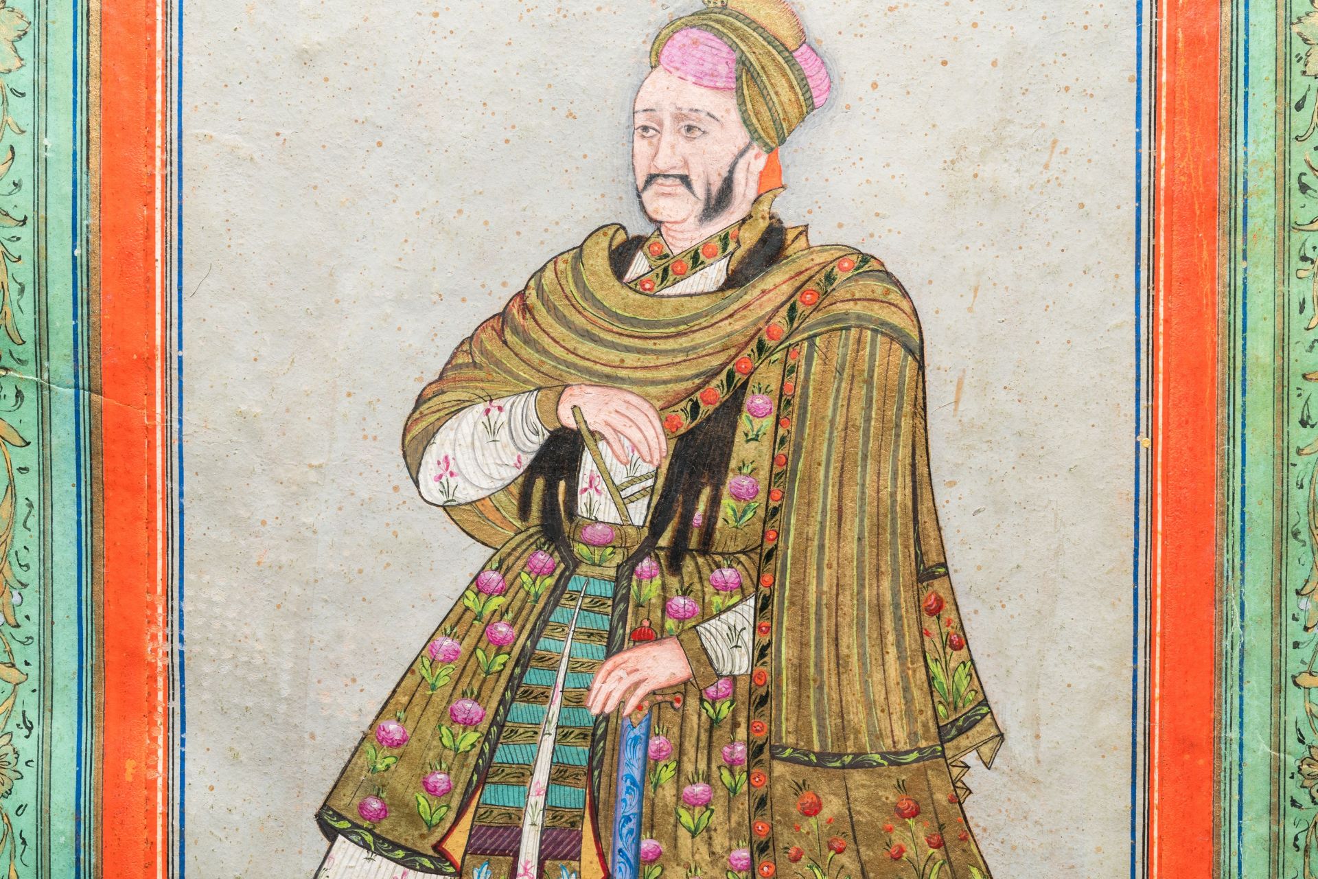 Indian school, miniature: 'Portrait of sultan Abdullah Qutb Shah' - Bild 5 aus 6