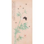 Attributed to Yu Fei'an äºŽéžé—‡ (1889-1959): 'Bamboo and insects', ink and colour on silk, dated 1