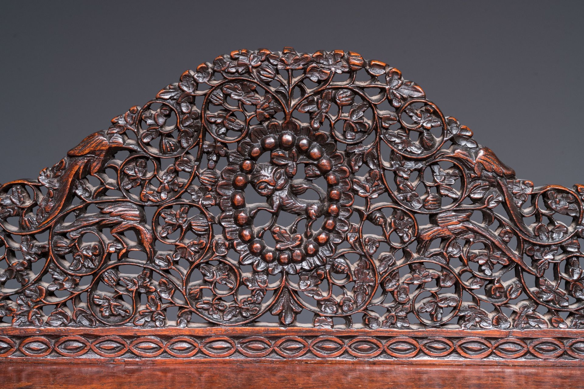 A colonial Anglo-Indian reticulated wooden desk with hidden compartment, 19th C. - Image 20 of 24