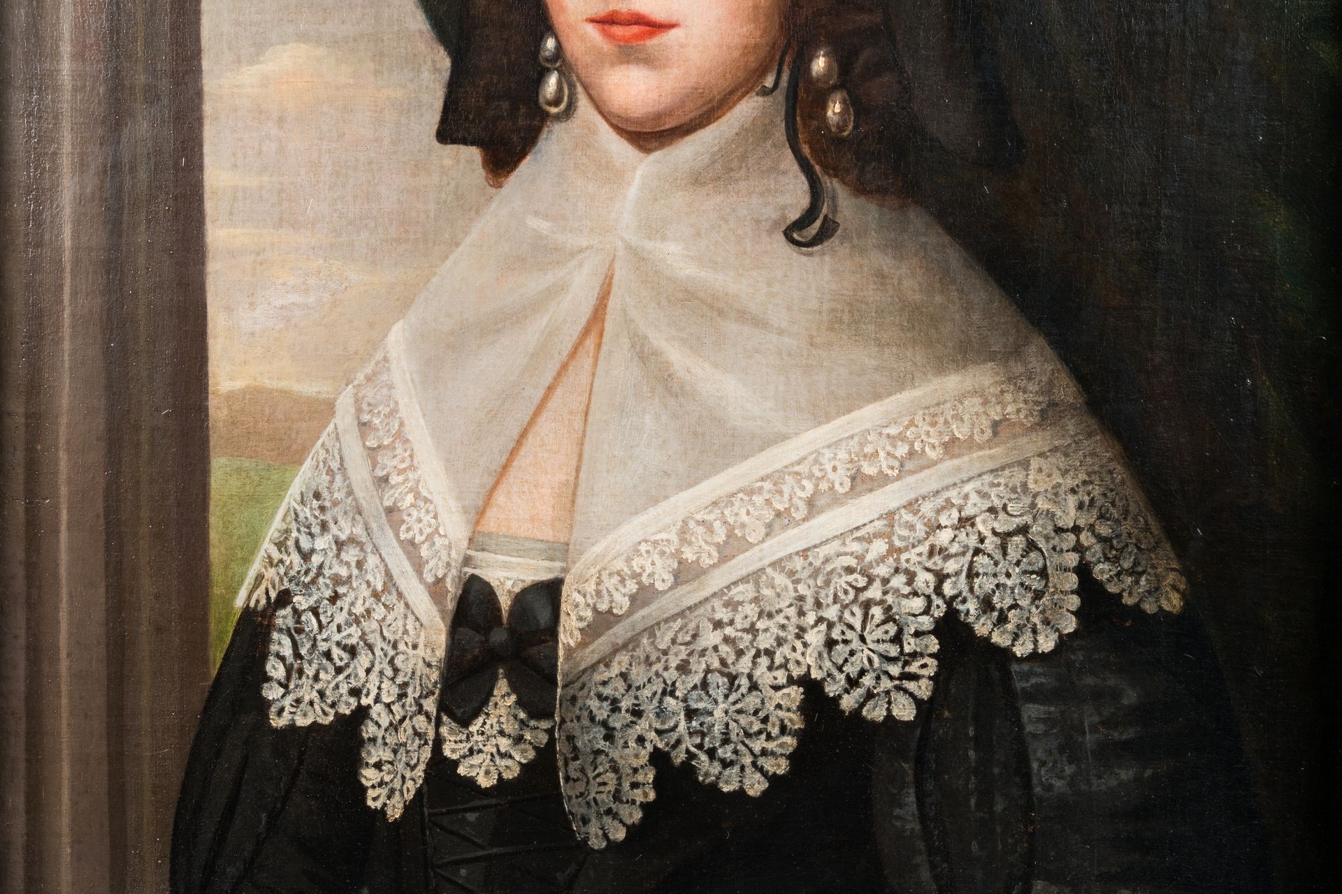 Dutch school: Portrait of a young woman with lace collar, oil on canvas, dated 1642 - Bild 4 aus 7