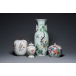 Four Chinese famille rose vases, 19/20th C.