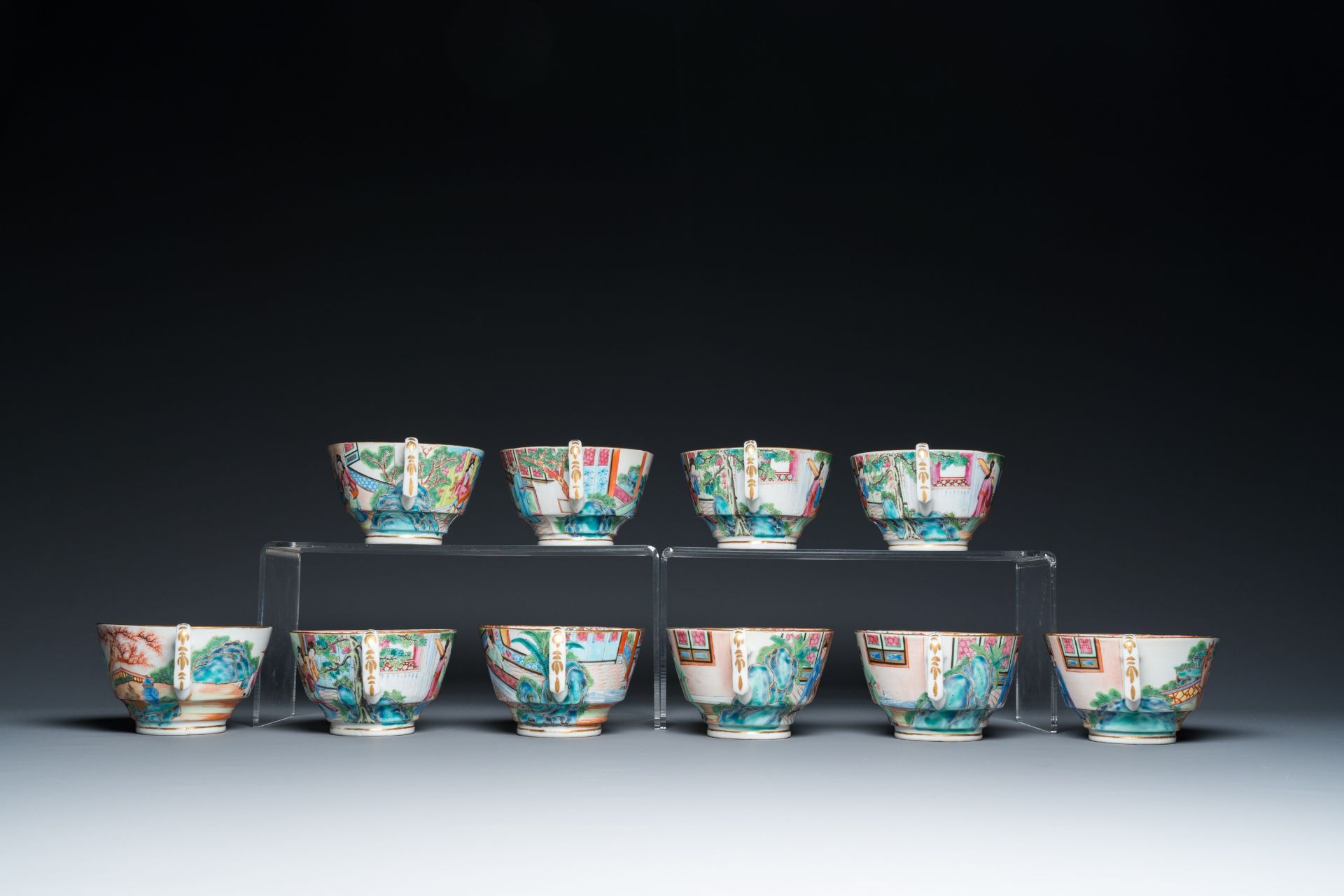 A Chinese Canton famille rose 24-piece tea service, 19th C. - Image 8 of 16