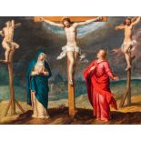 Antwerp school, 16th C.: 'Crucifixion of Christ', oil on copper