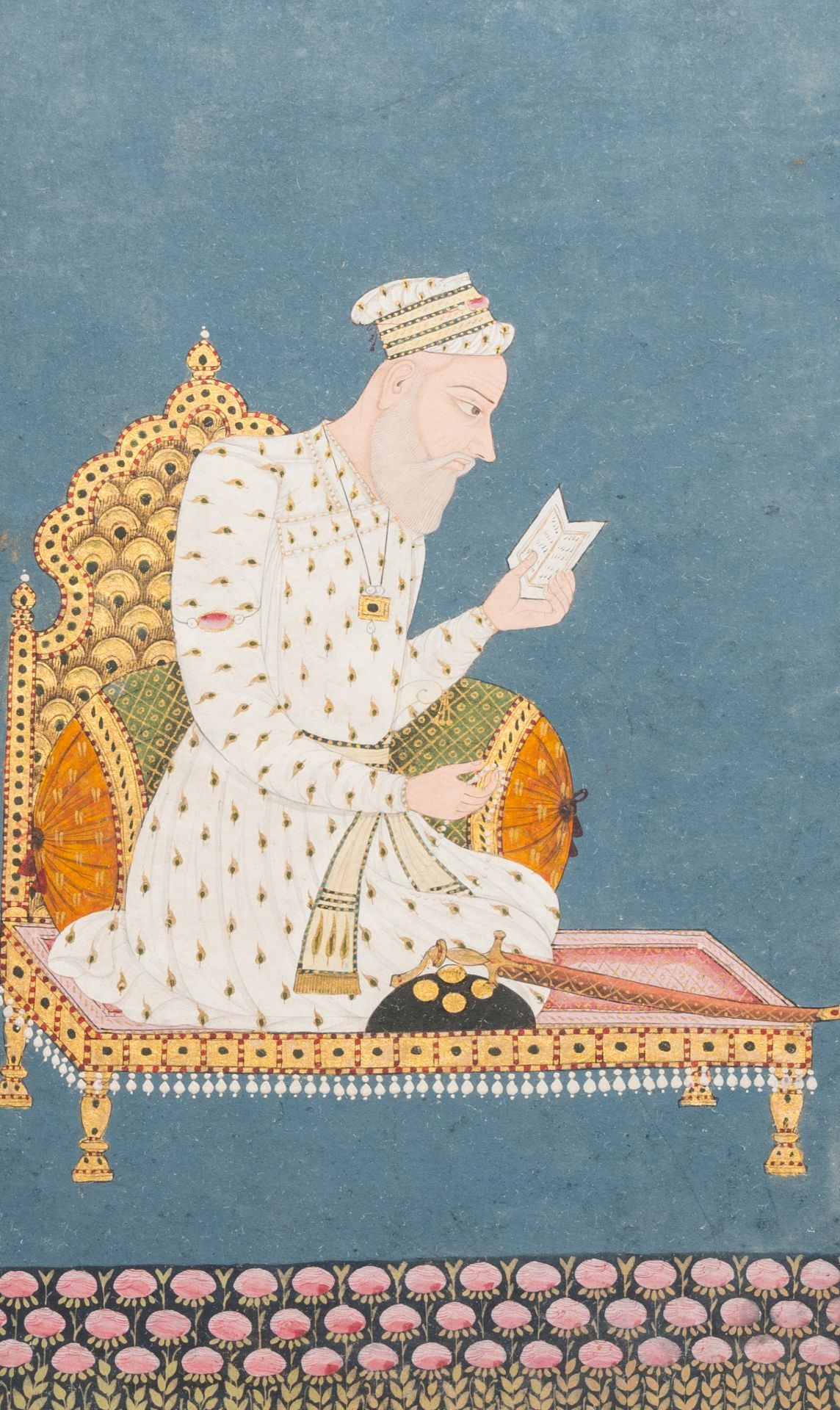 Two Indian school miniatures: 'Portrait of Shah Jahan II' and 'Portrait of prince Murad Bakhsh', 18/ - Image 3 of 4