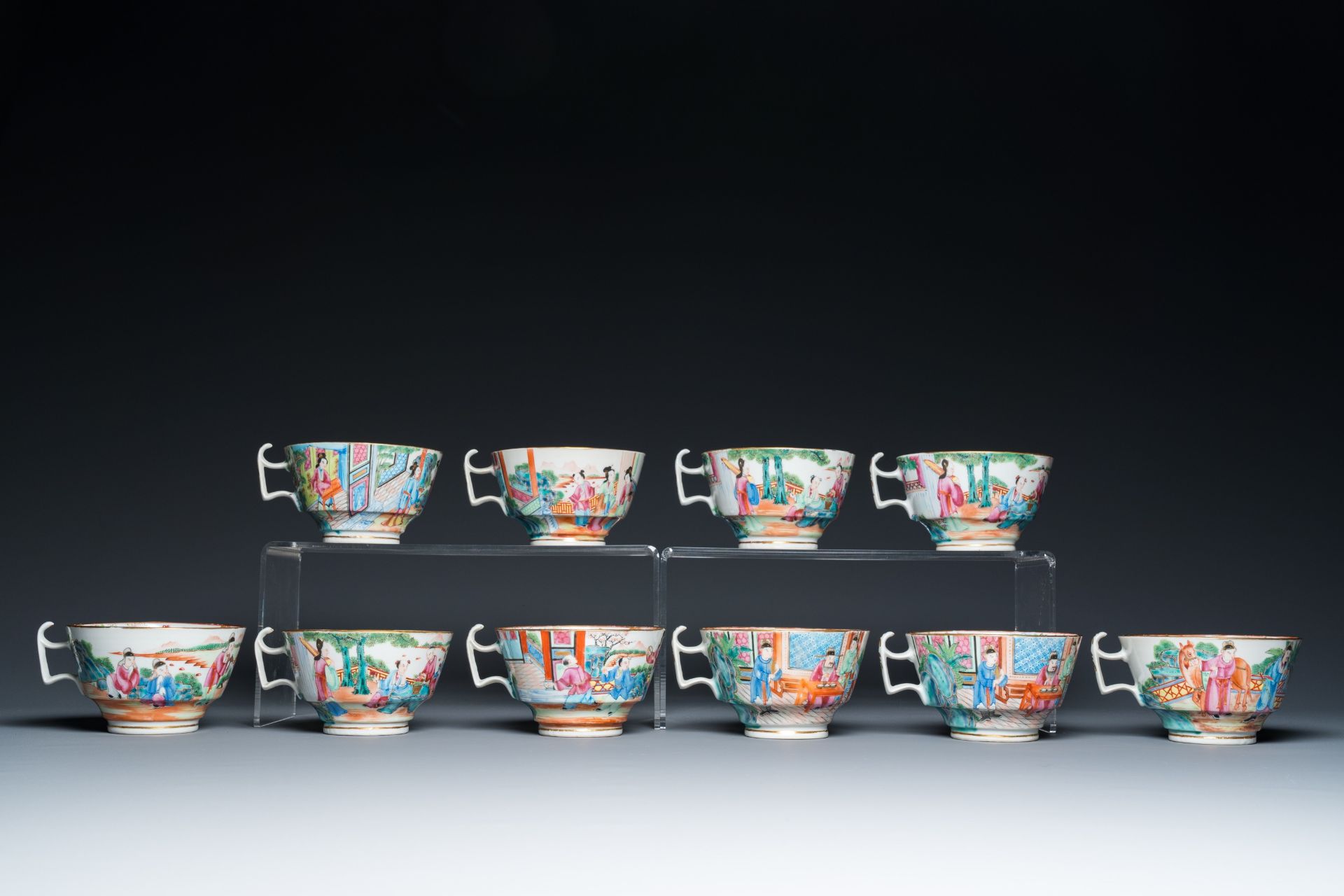 A Chinese Canton famille rose 24-piece tea service, 19th C. - Image 6 of 16