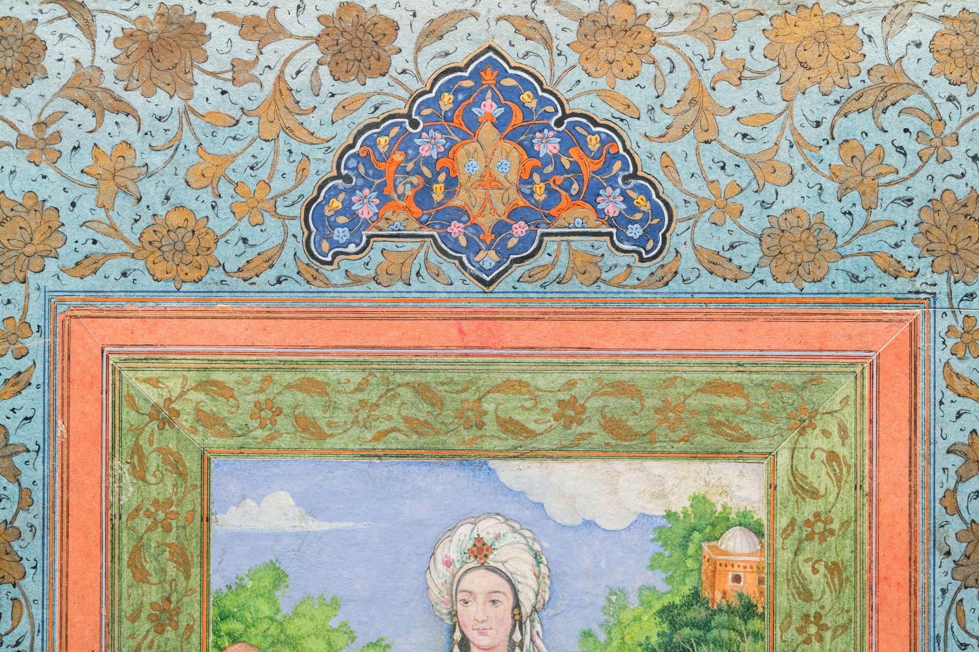 Qajar school, miniature: 'Portrait of a lady', 19/20th C. - Image 4 of 6