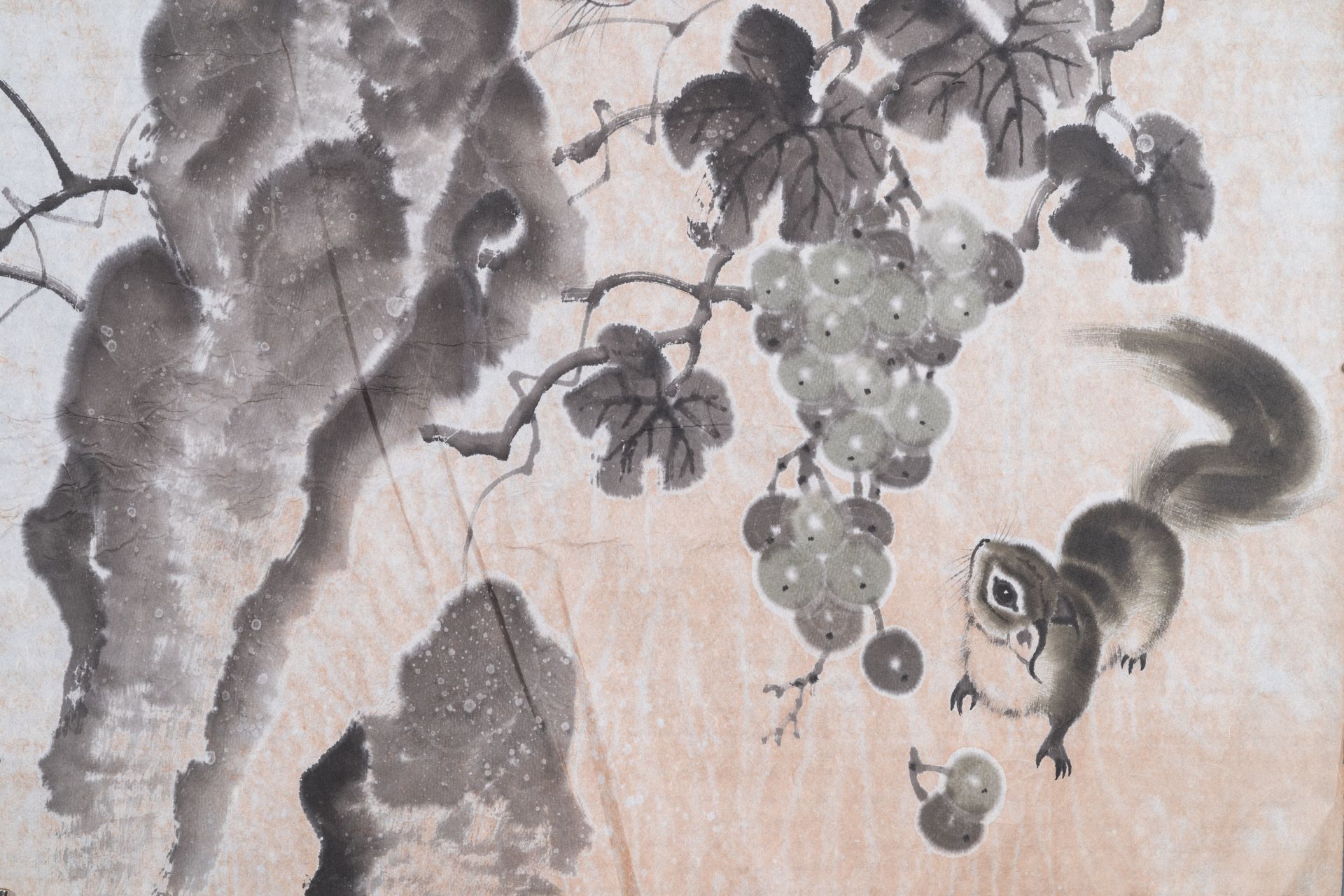 Liu Ruihua åŠ‰ç‘žè¯ (1971): 'Squirrels and grapes', ink and colour on paper, dated 1995 and Jiang Y - Image 14 of 17
