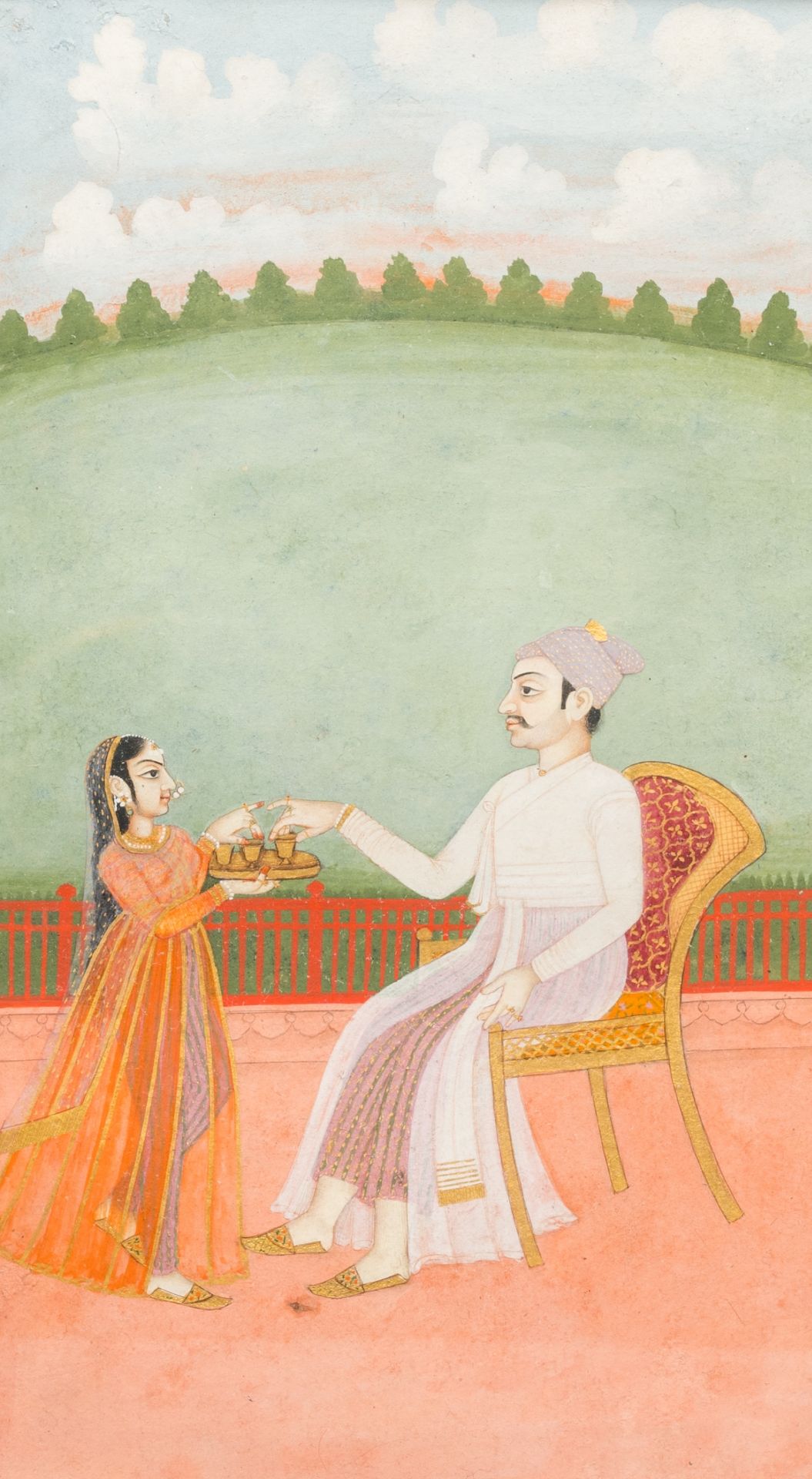 Two Indian school miniatures: 'Portrait of prince Murad Bakhsh' and 'Scene from a Ragamala', 18/19th - Bild 3 aus 4