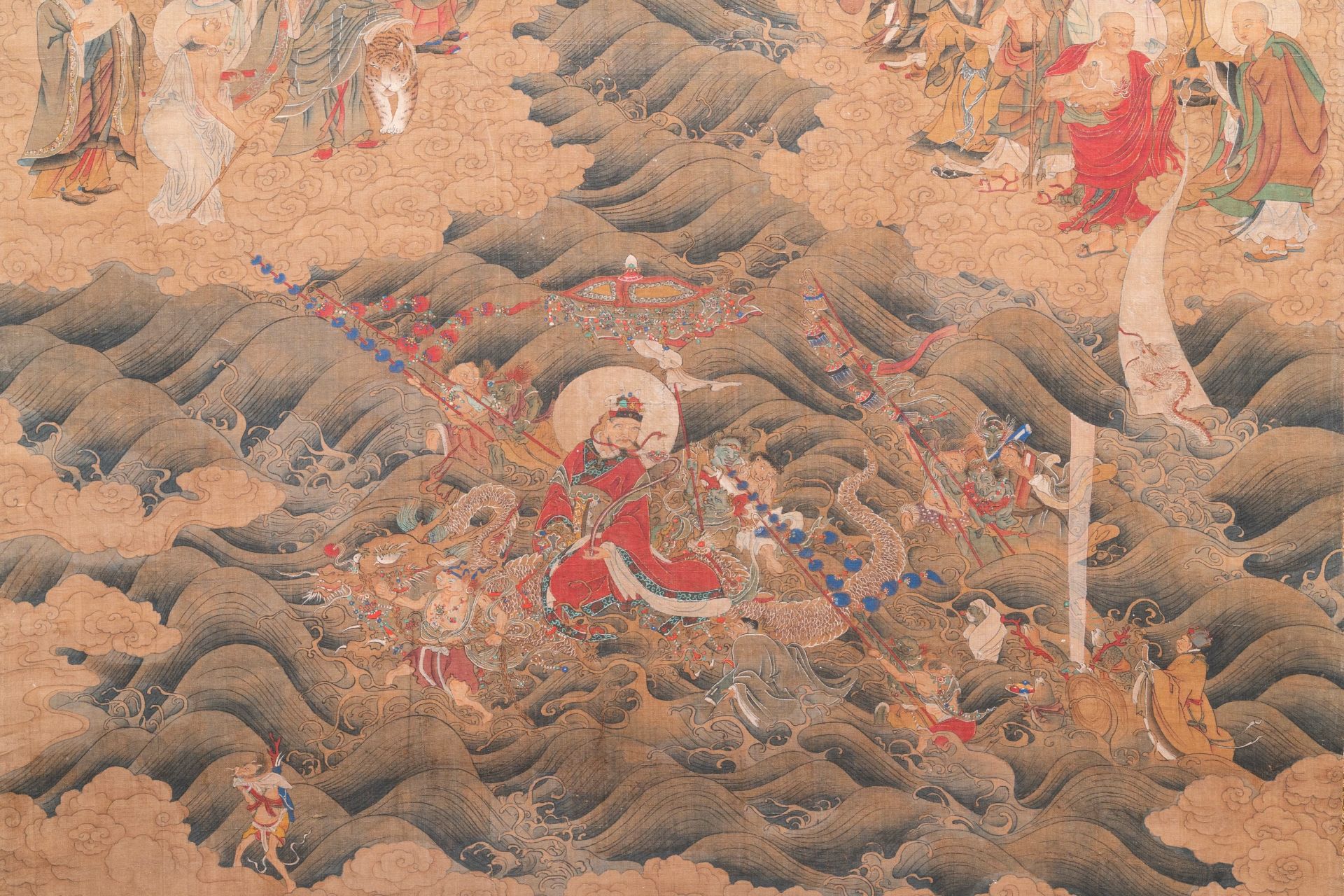 Chinese school: 'The 33-headed Avalokitesvara', ink and colour on silk, 19/20th C. - Image 3 of 72