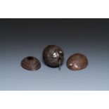 Three French colonial carved coconuts, French Guiana, 18/19th C.