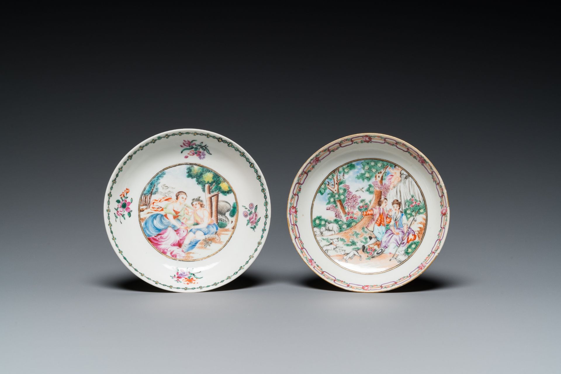 Four pieces of Chinese export porcelain with mythological and romantic subjects, Qianlong - Bild 2 aus 15