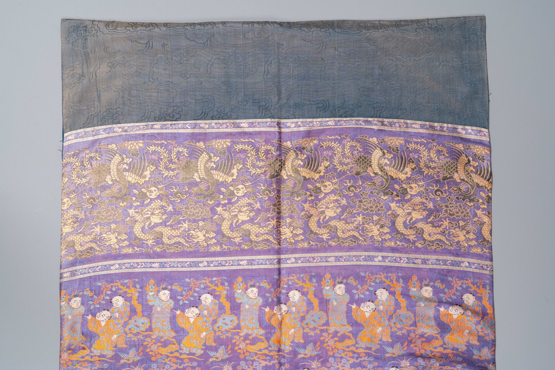 Five Chinese embroidered silk panels, 19th C. - Image 8 of 9