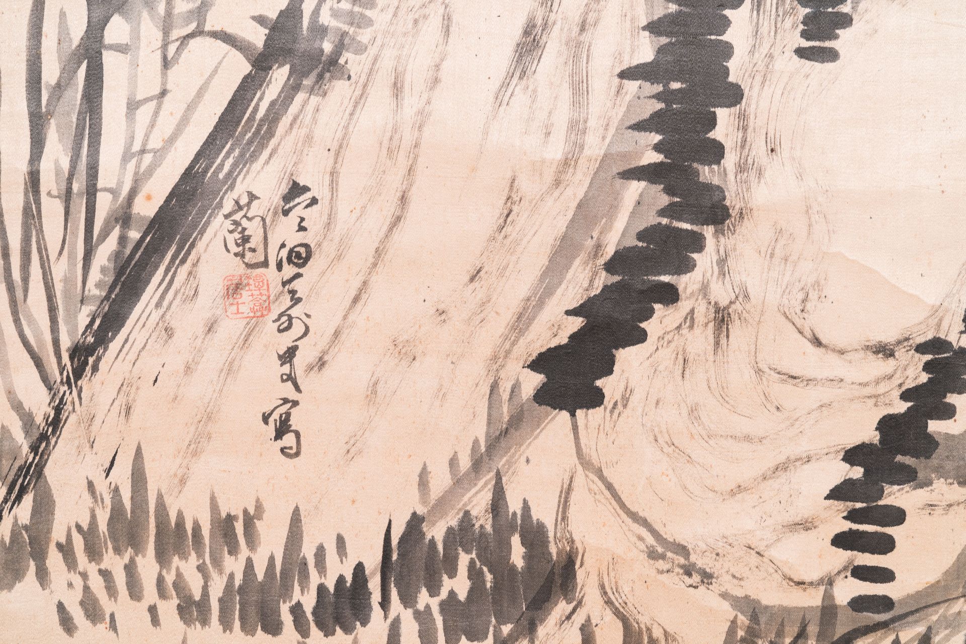 Liu Ruihua åŠ‰ç‘žè¯ (1971): 'Squirrels and grapes', ink and colour on paper, dated 1995 and Jiang Y - Image 10 of 17