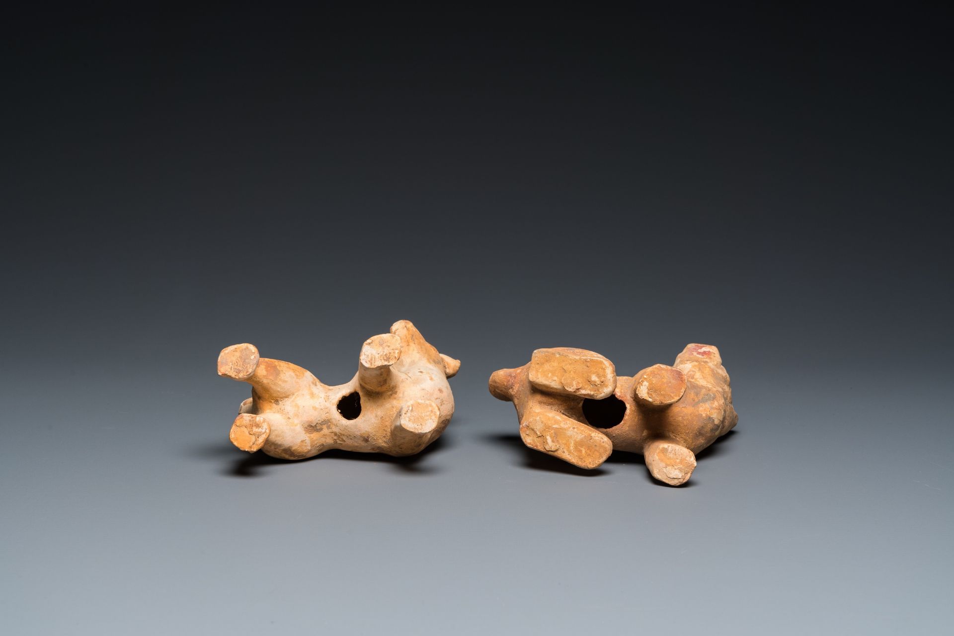 Two Chinese 'mingqi' painted pottery models of dogs, Han - Image 7 of 7